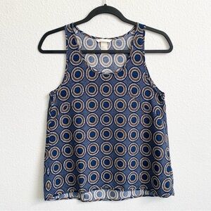H&M Women's Blue Geometric Print Hi-Lo Hem Tank Top